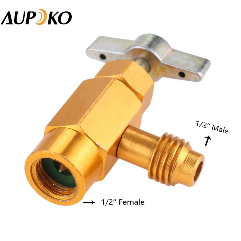 Aupoko R134A Dispenser Valve AC Refrigerant Bottle Opener, R134A Can Tap with 1/2â€™' Male and 1/2â€™â€™ Female Thread, Fits for Automotive Air Conditioning Charging - Image 3